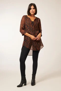 New Miss Etam Blouse 'Laureen' print bruin Multi mocca