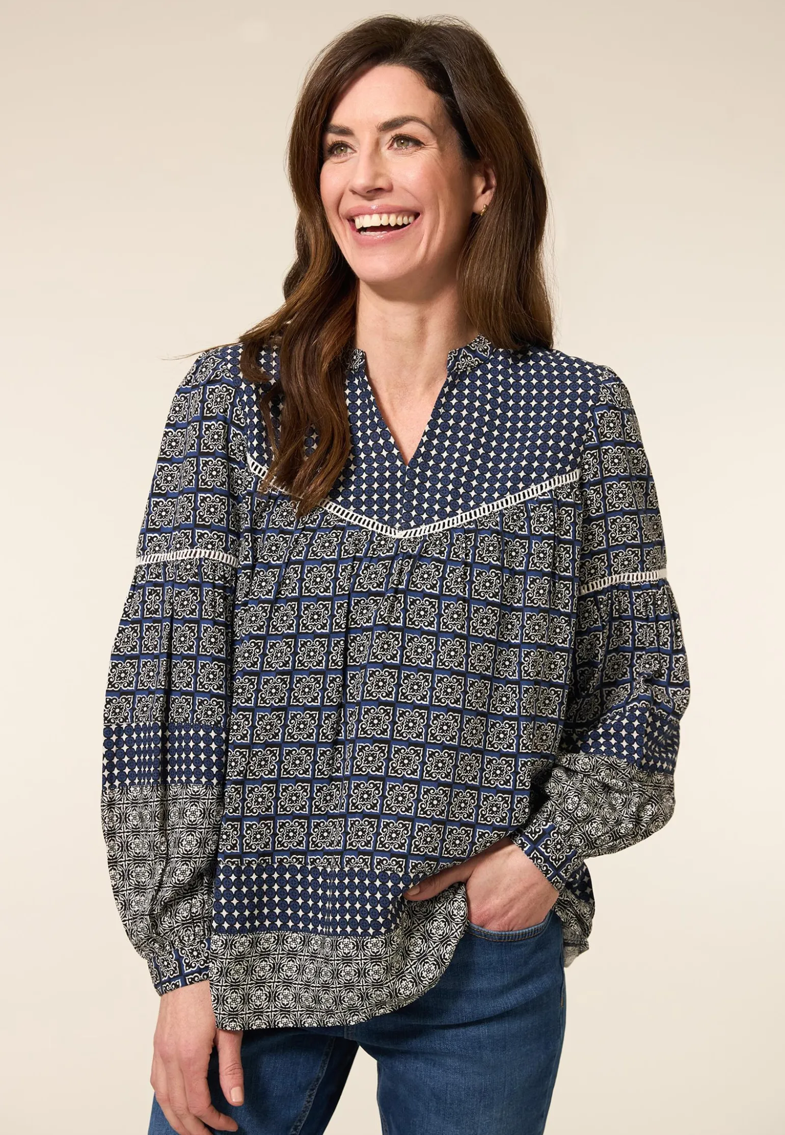 Best Miss Etam Blouse print blauw Multi stone blue