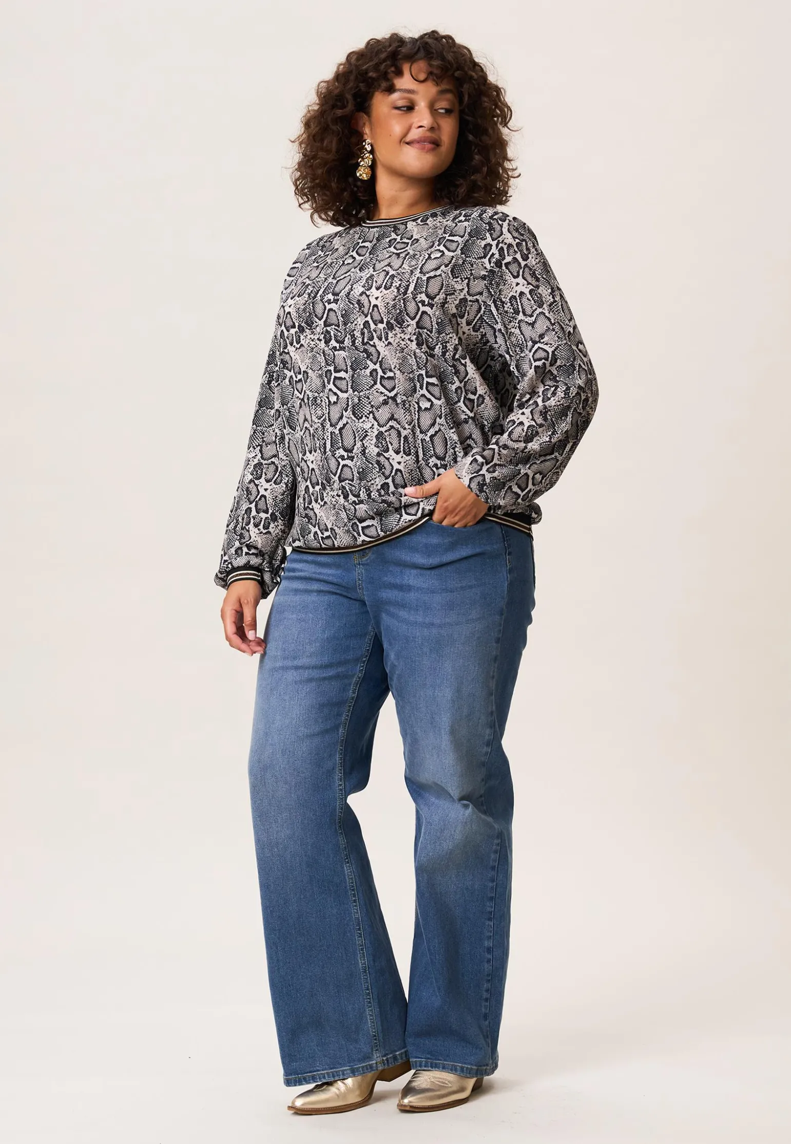 Hot Miss Etam Blouse print grijs Multi dark neutral