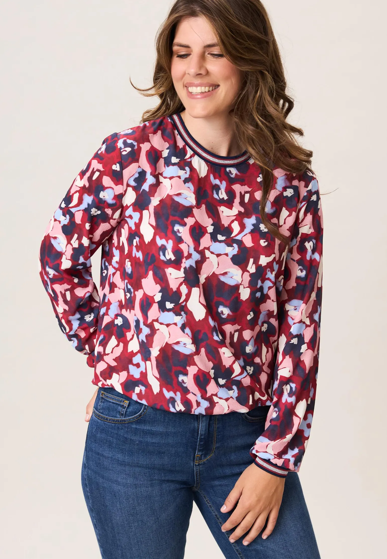 New Miss Etam Blouse print rood blauw Multi dark red