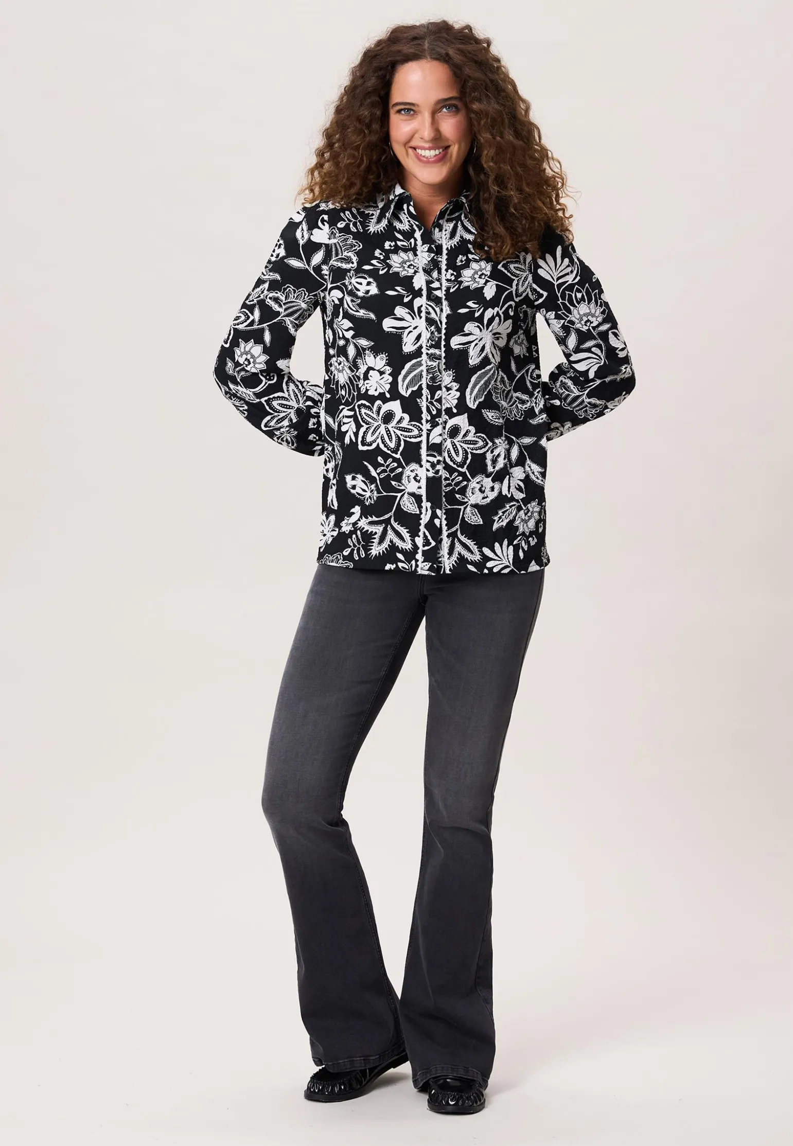 Outlet Miss Etam Blouse print zwart wit Multi zwart