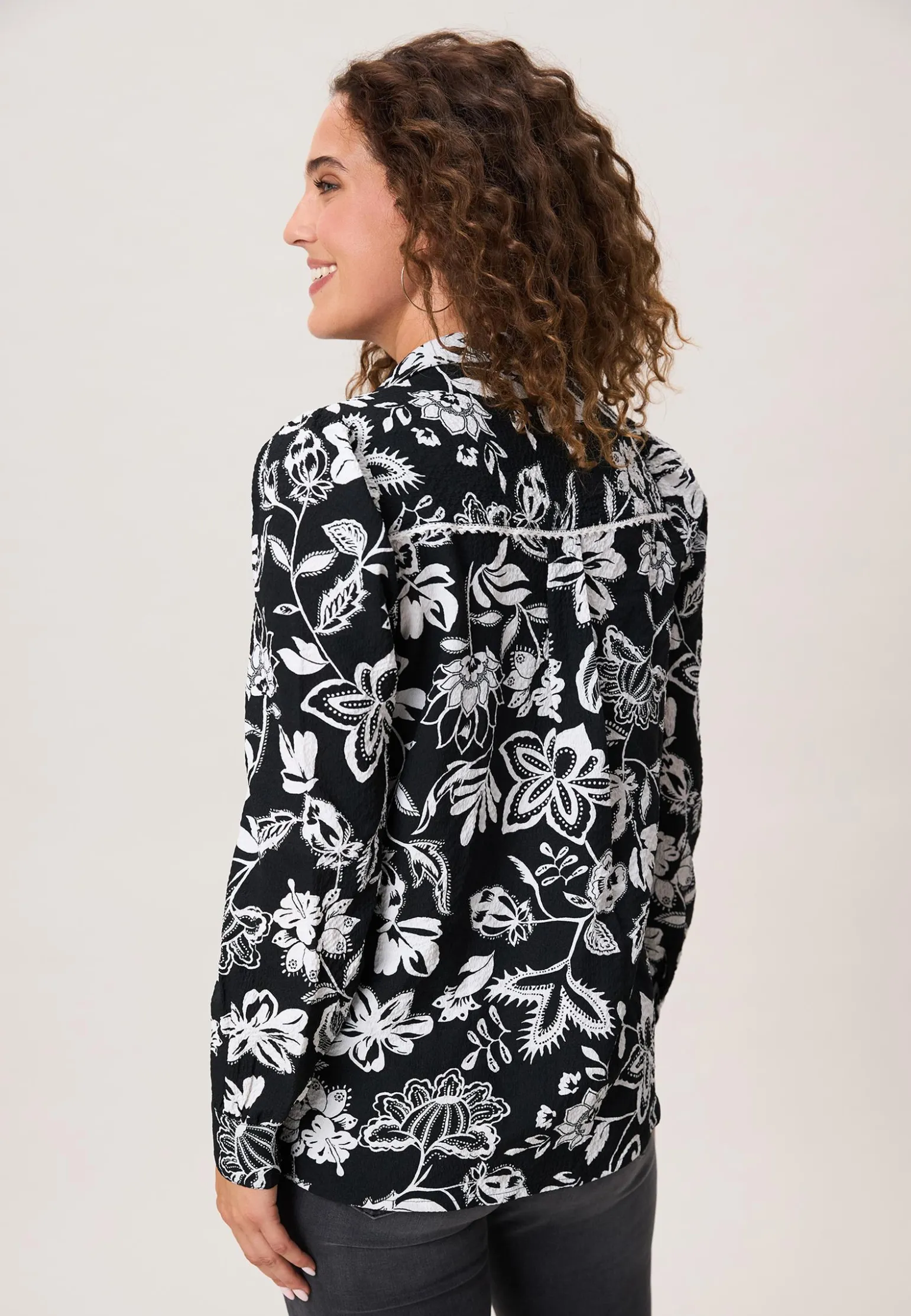 Outlet Miss Etam Blouse print zwart wit Multi zwart