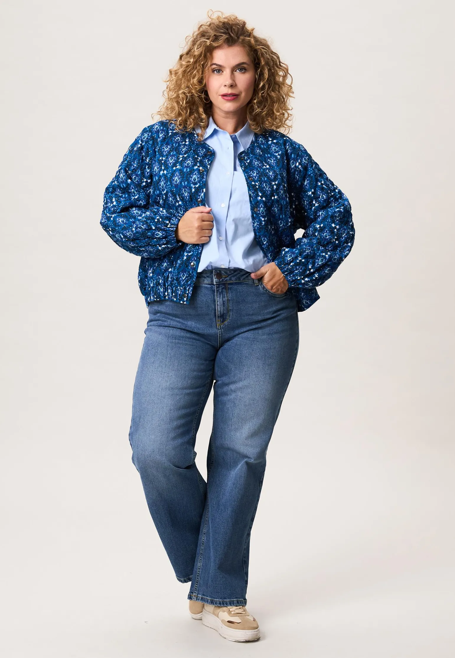 Clearance Miss Etam Bomber padded print blauw Multi cyan