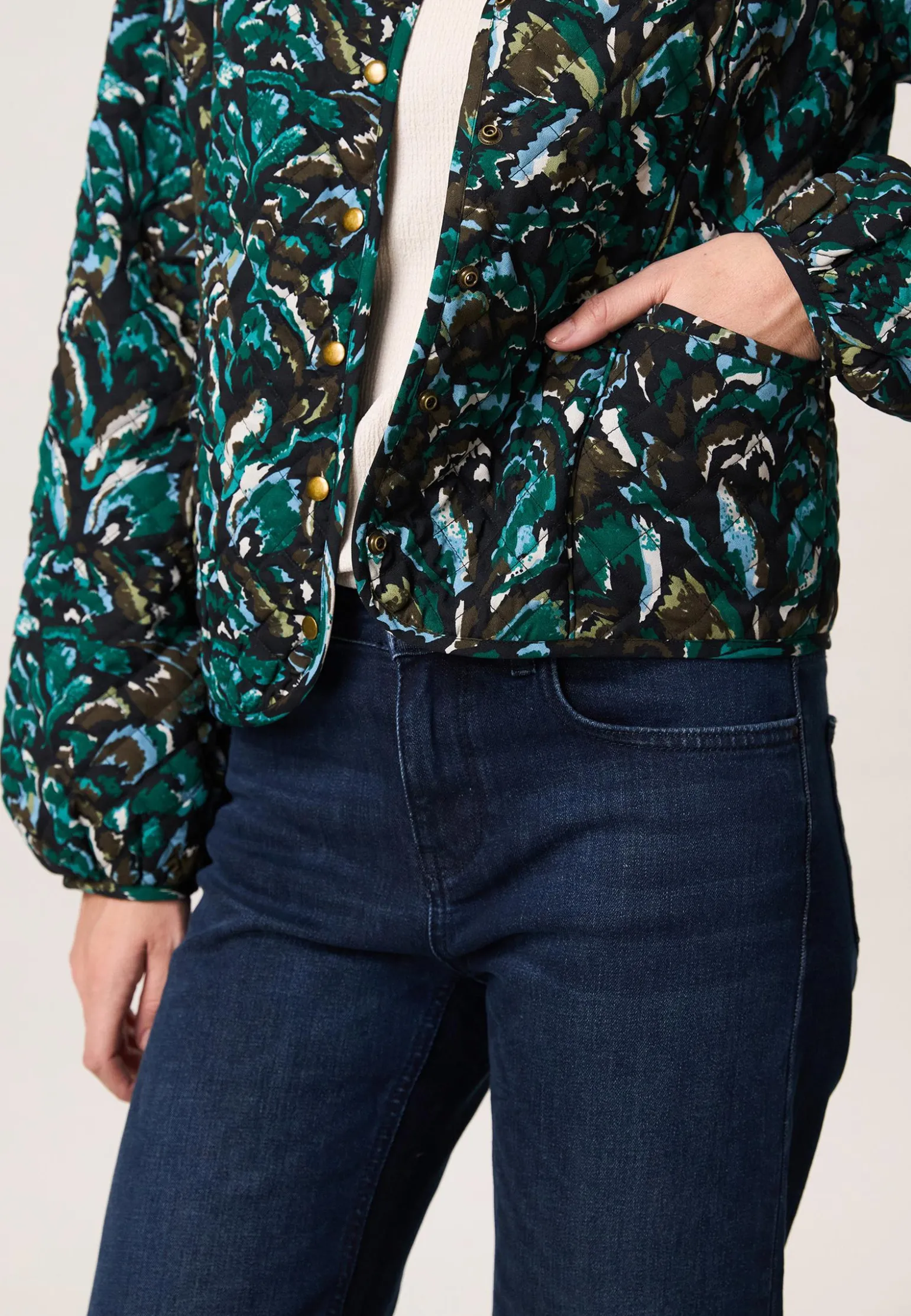 Online Miss Etam Bomber padded print groen Multi green