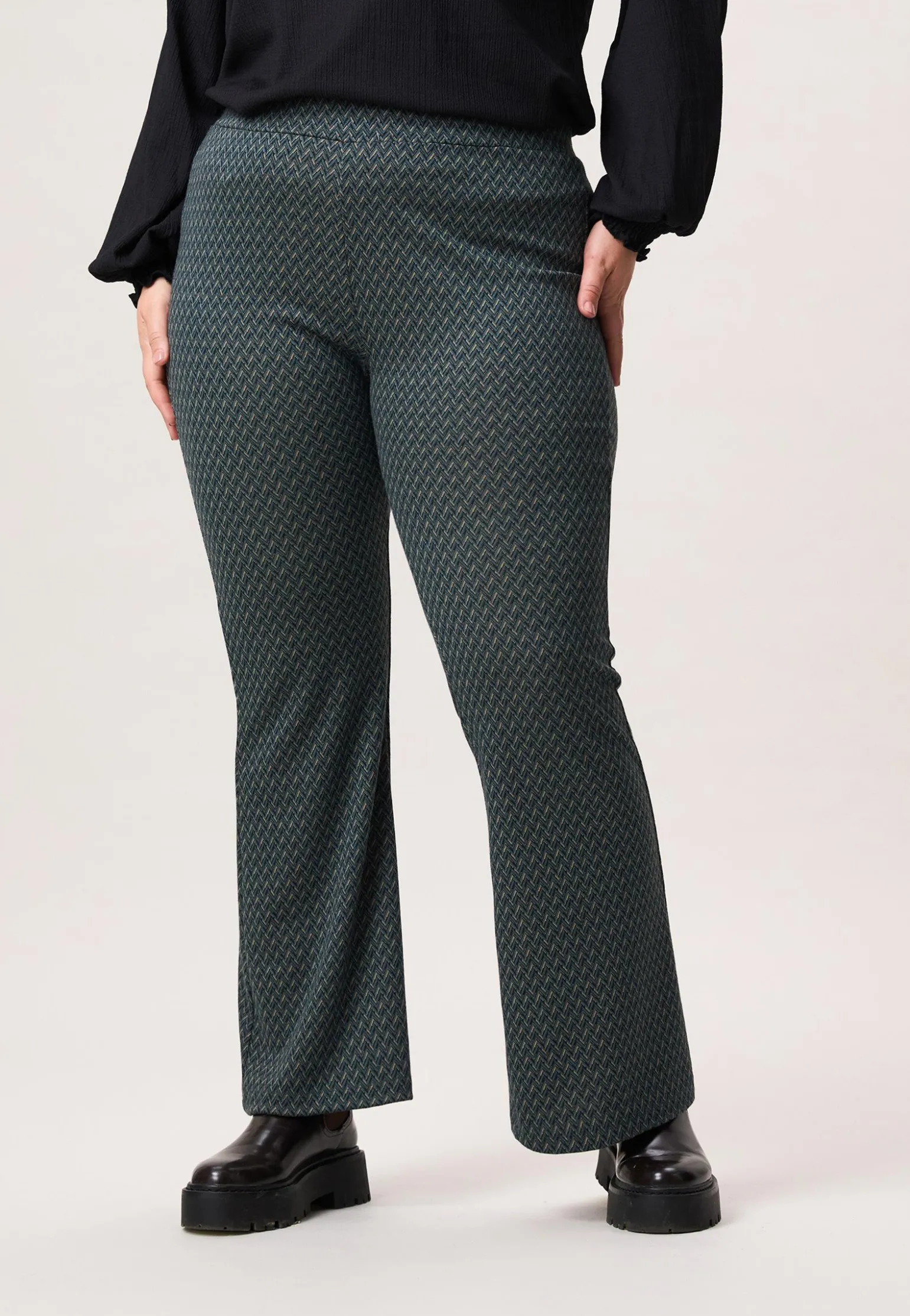 Sale Miss Etam Broek flared print groen Multi cyan