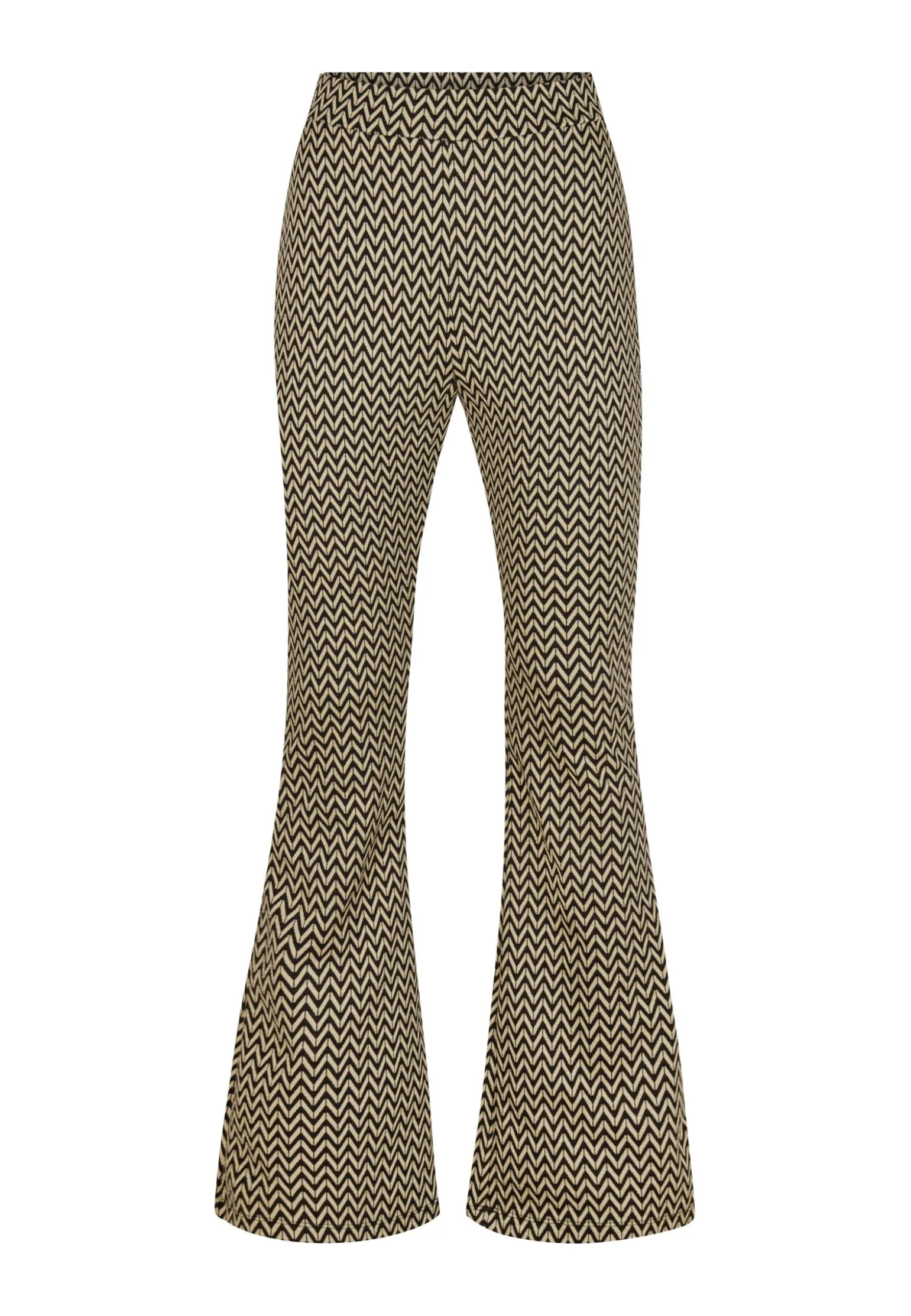 Best Miss Etam Broek flared print zwart beige Multi zwart