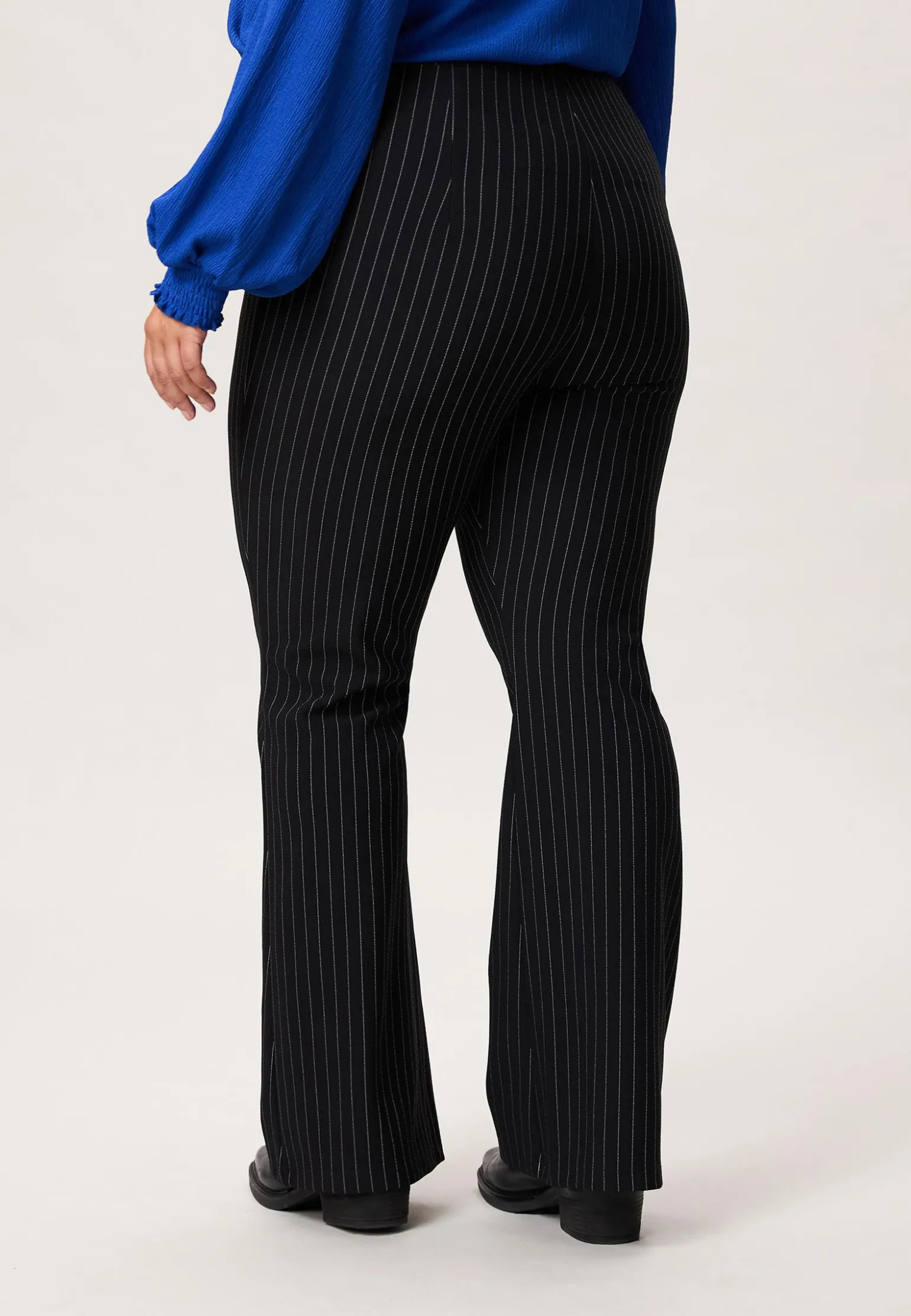 Outlet Miss Etam Broek flared streep zwart 32" Multi zwart