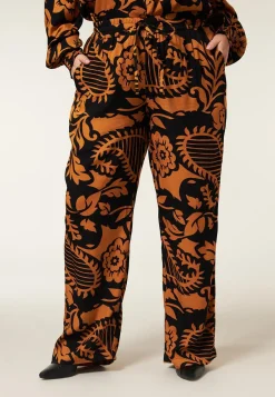 Discount Miss Etam Broek jacquard wide leg print oranje Multi dark camel
