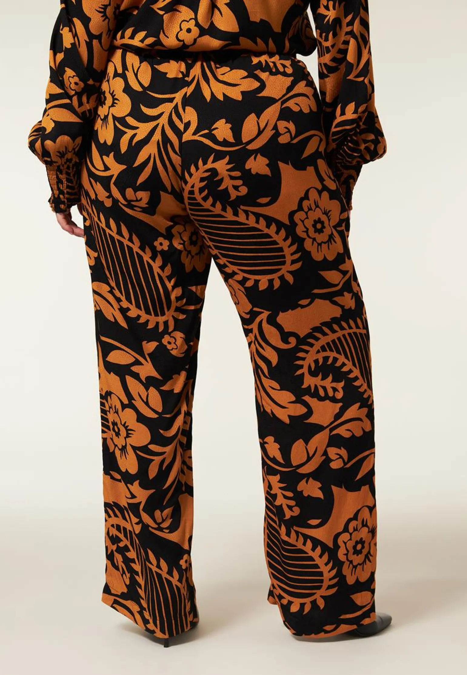 Discount Miss Etam Broek jacquard wide leg print oranje Multi dark camel