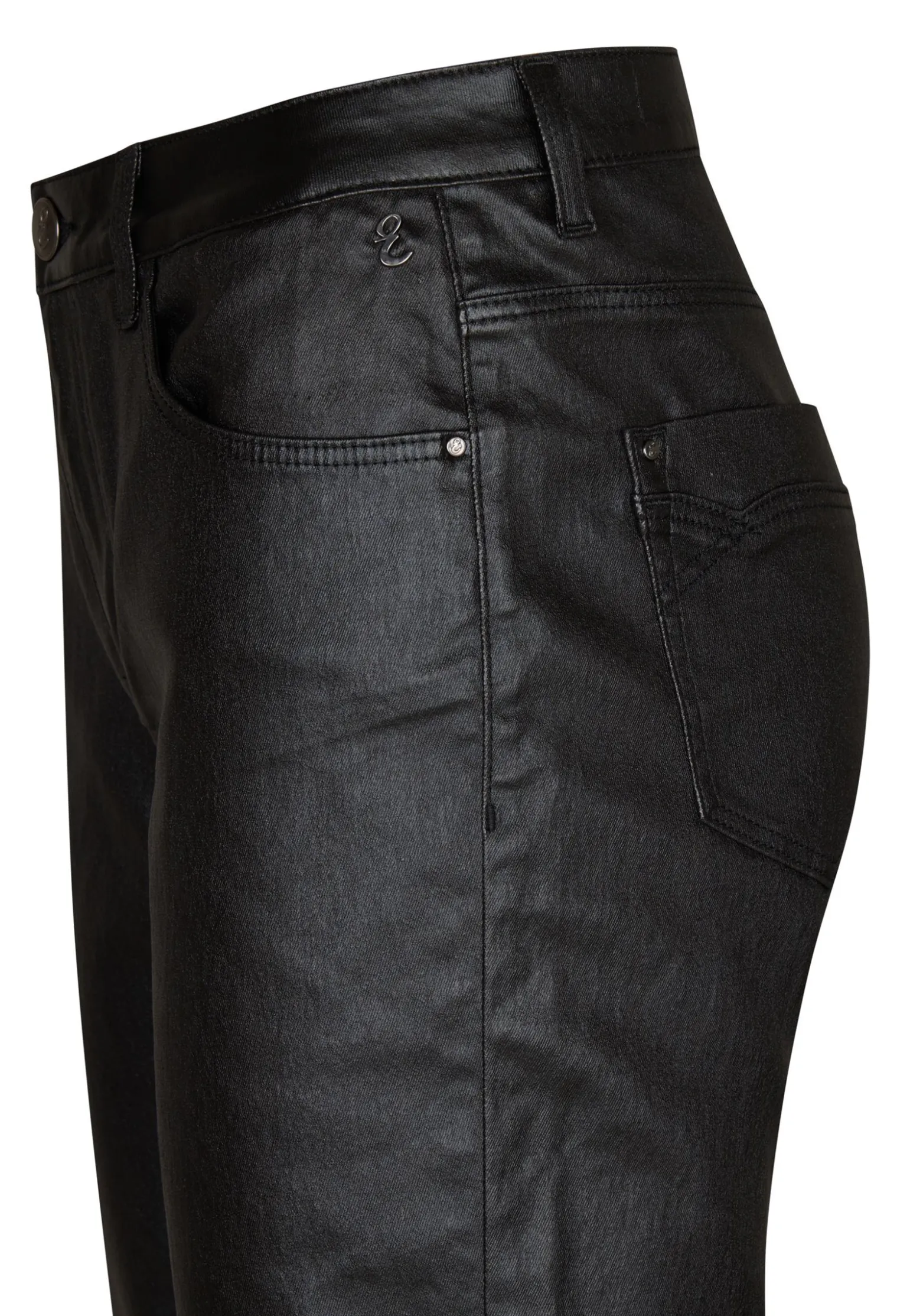 Sale Miss Etam Broek slim fit coated 36" Zwart