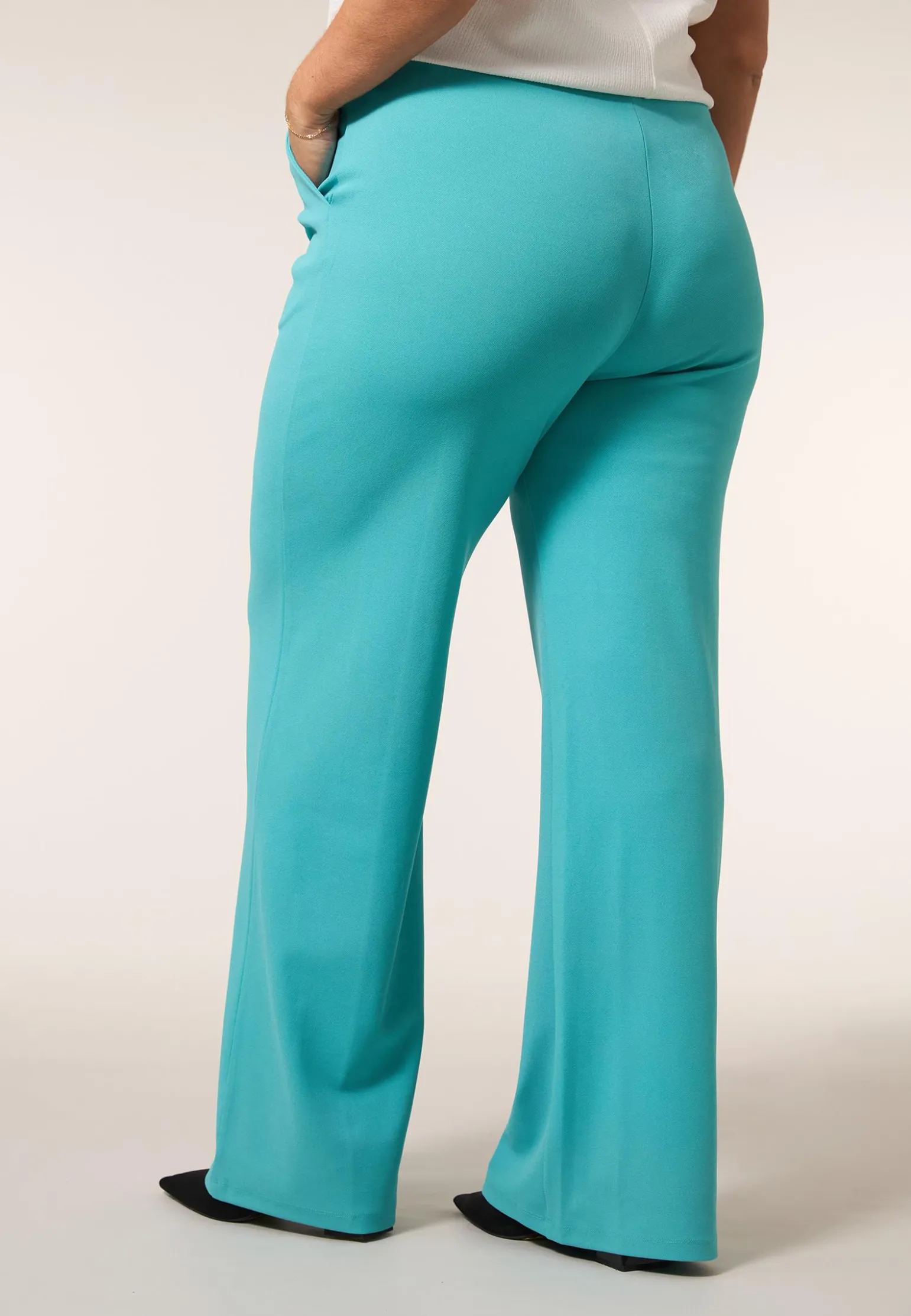 Miss Etam Broek wide leg blauw 32" Soft Aqua