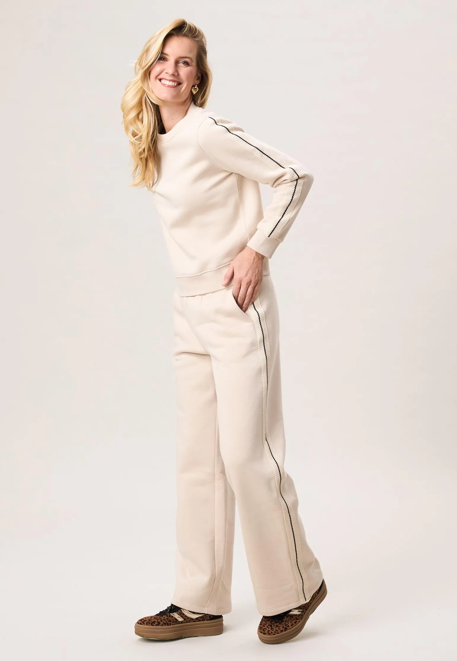 Online Miss Etam Broek wide leg detail creme 32" Light sand