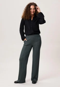 Miss Etam Broek wide leg jacquard print groen 36