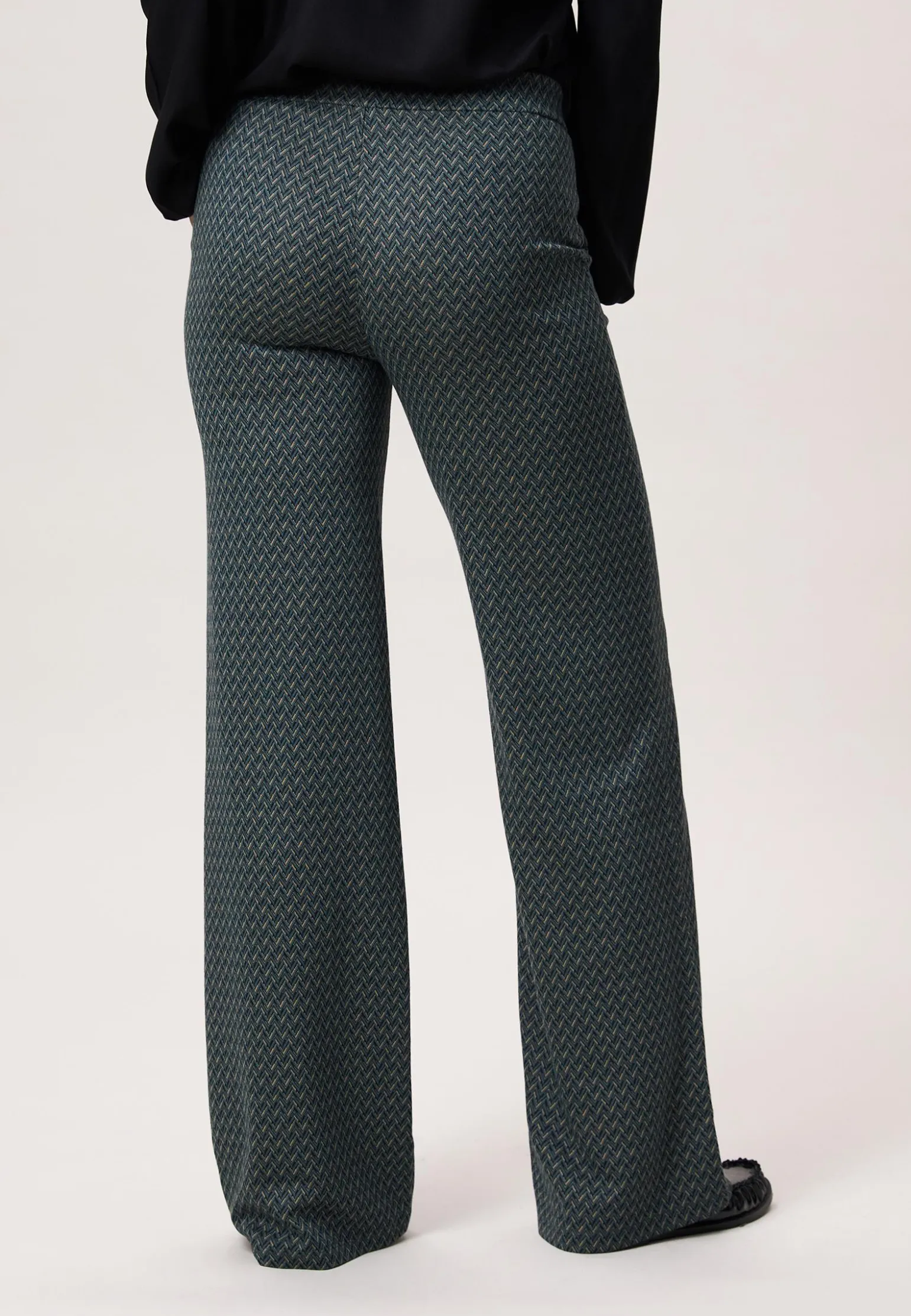 Miss Etam Broek wide leg jacquard print groen 36" Multi cyan
