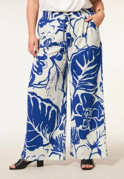 Hot Miss Etam Broek wide leg print blauw 32" Multi kingblue