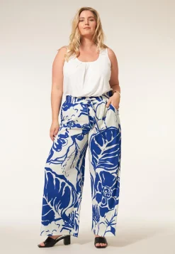 Hot Miss Etam Broek wide leg print blauw 32