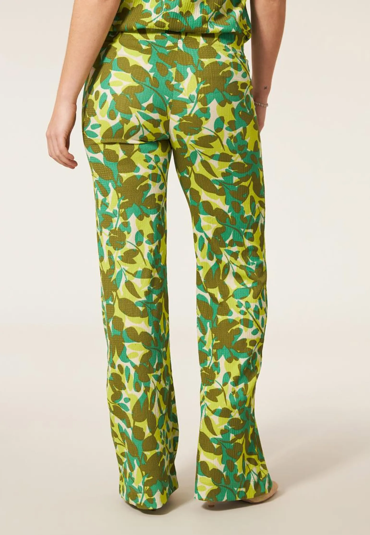 Discount Miss Etam Broek wide leg print groen 32" Multi spicy green