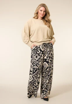 Discount Miss Etam Broek wide leg print zwart 32