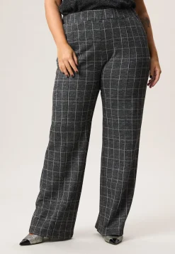 Best Miss Etam Broek wide leg ruit grijs 32" Multi grey