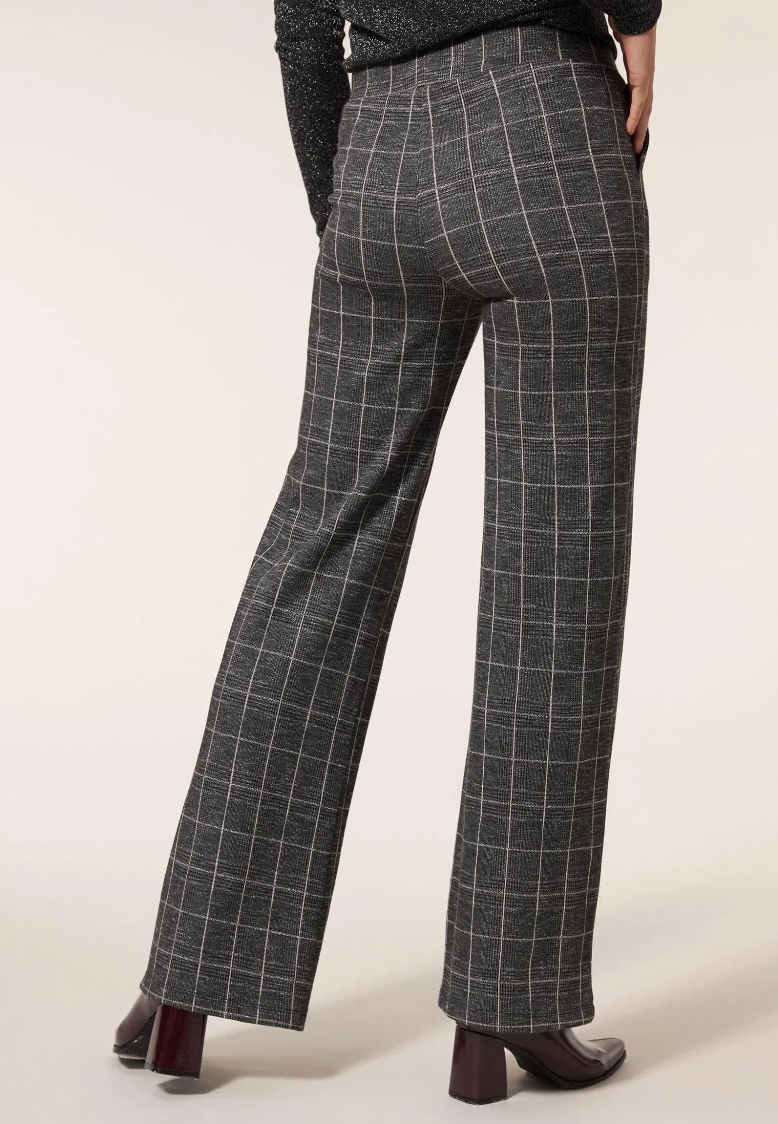 Clearance Miss Etam Broek wide leg ruit grijs 32" Multi grey
