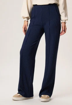 Miss Etam Broek wide leg streep blauw 32" Multi donker blue