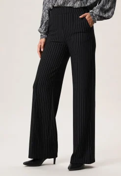 Outlet Miss Etam Broek wide leg streep zwart 32" Multi zwart