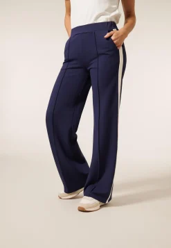 Clearance Miss Etam Broek wide leg tape blauw 32" Donkerblauw