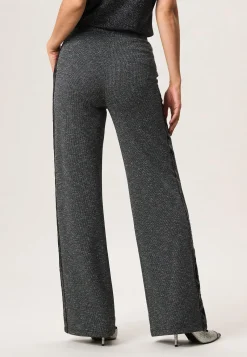 Sale Miss Etam Broek wide leg tape grijs zwart 32