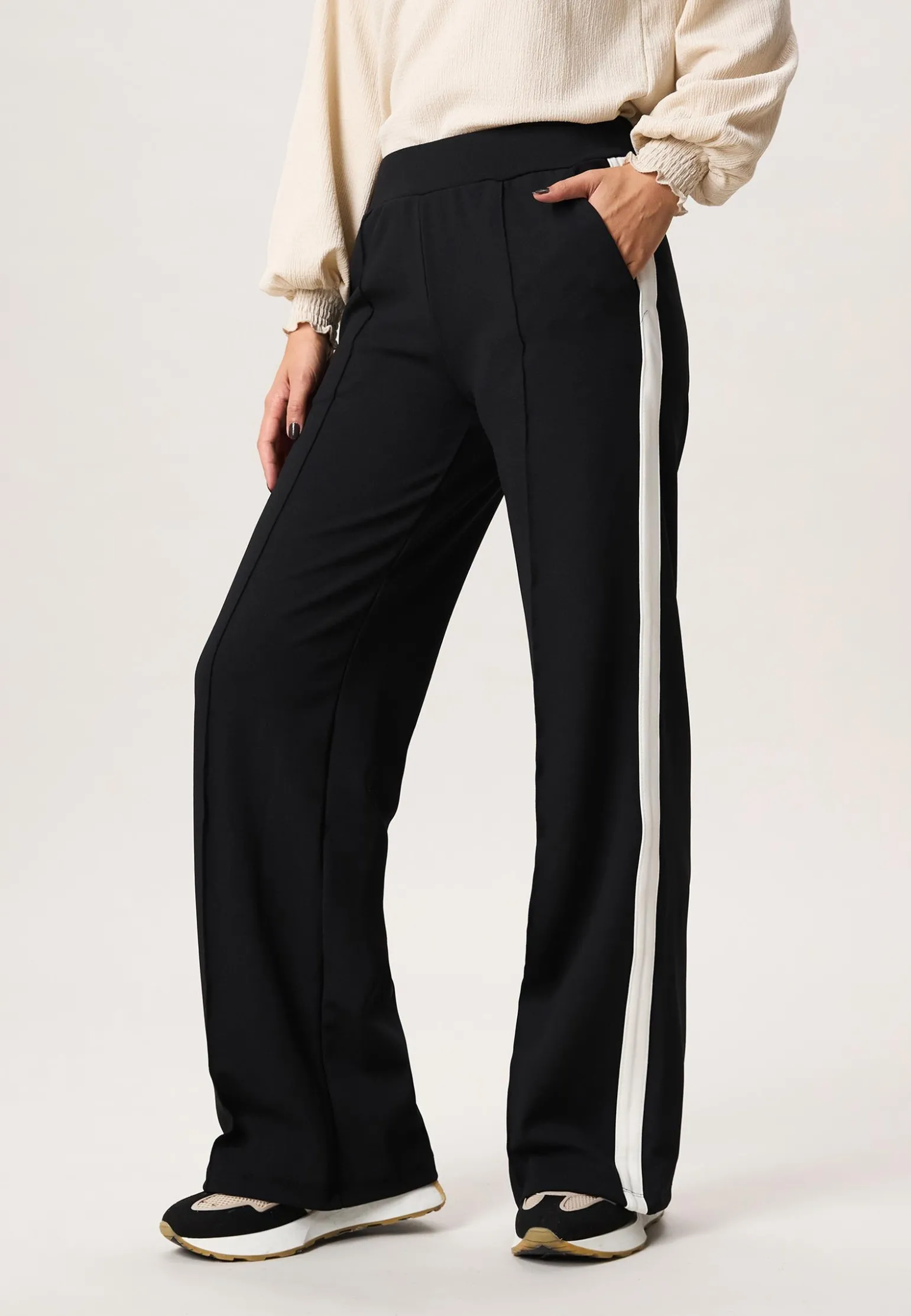 Discount Miss Etam Broek wide leg tape 32" Zwart