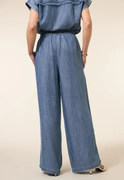 Best Miss Etam Broek wide leg tencel blauw 32