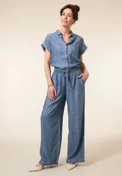 Best Miss Etam Broek wide leg tencel blauw 32