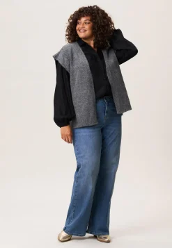 Online Miss Etam Gilet brei grijs Dark grey melange