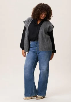 Online Miss Etam Gilet brei grijs Dark grey melange