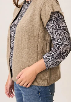 New Miss Etam Gilet brei zand Dark neutral melange