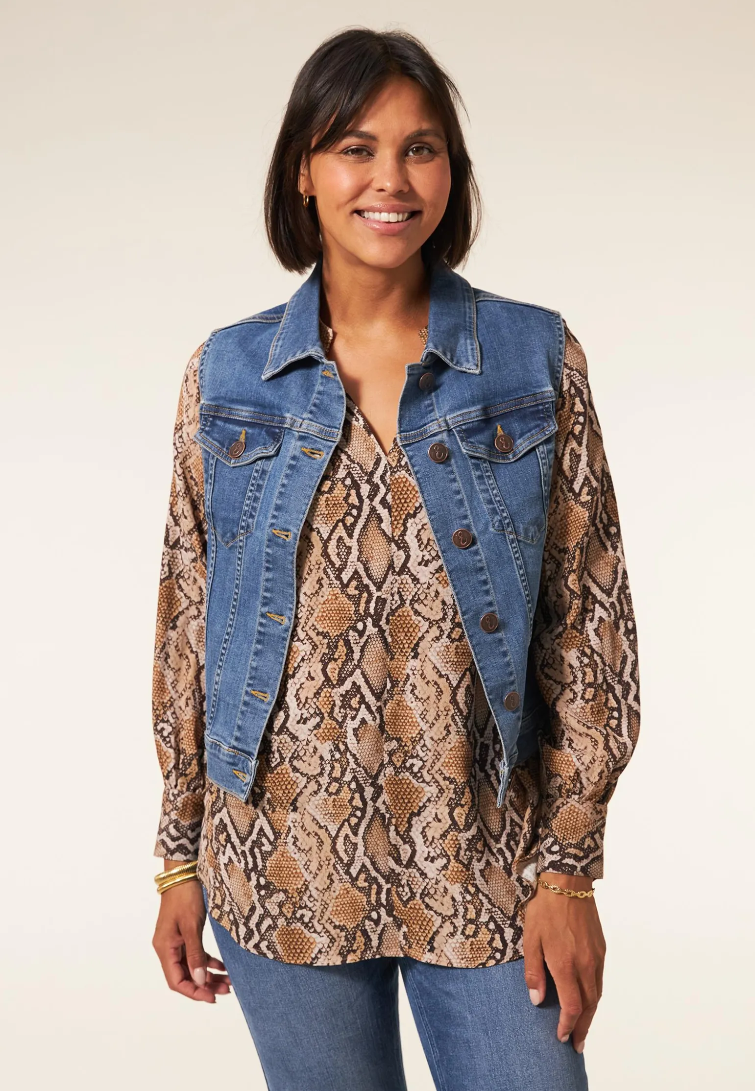 Hot Miss Etam Gilet denim blauw Medium denim