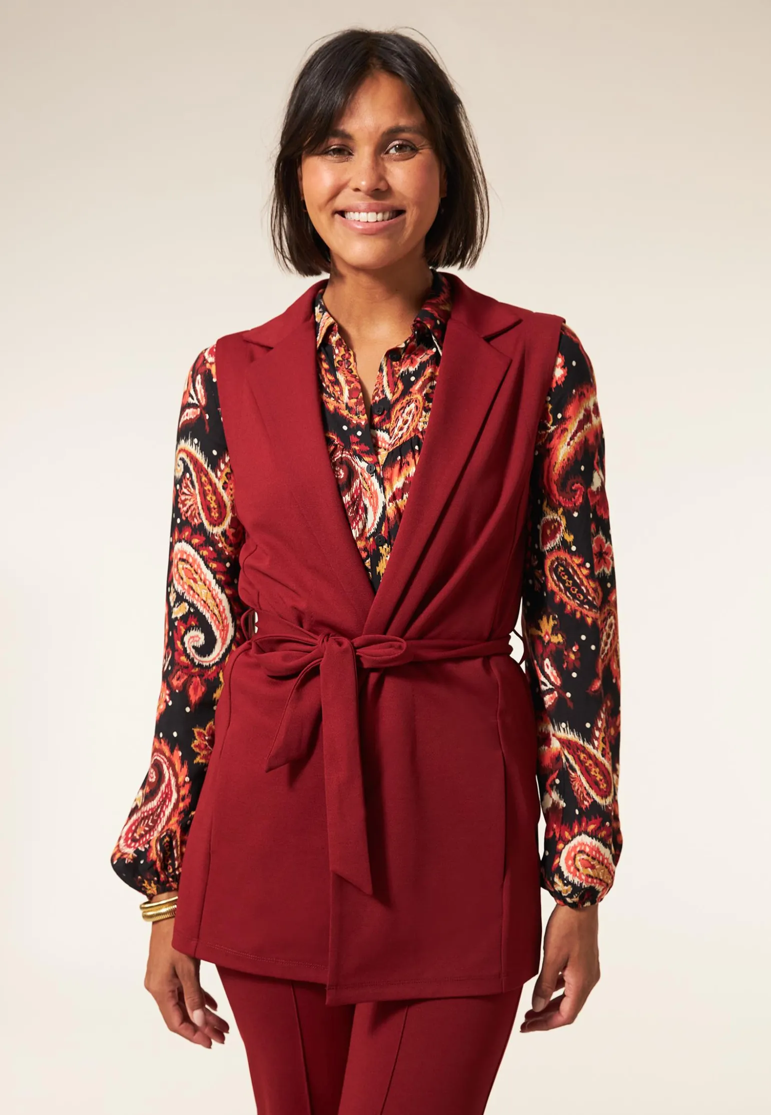 Miss Etam Gilet lang rood Dark red