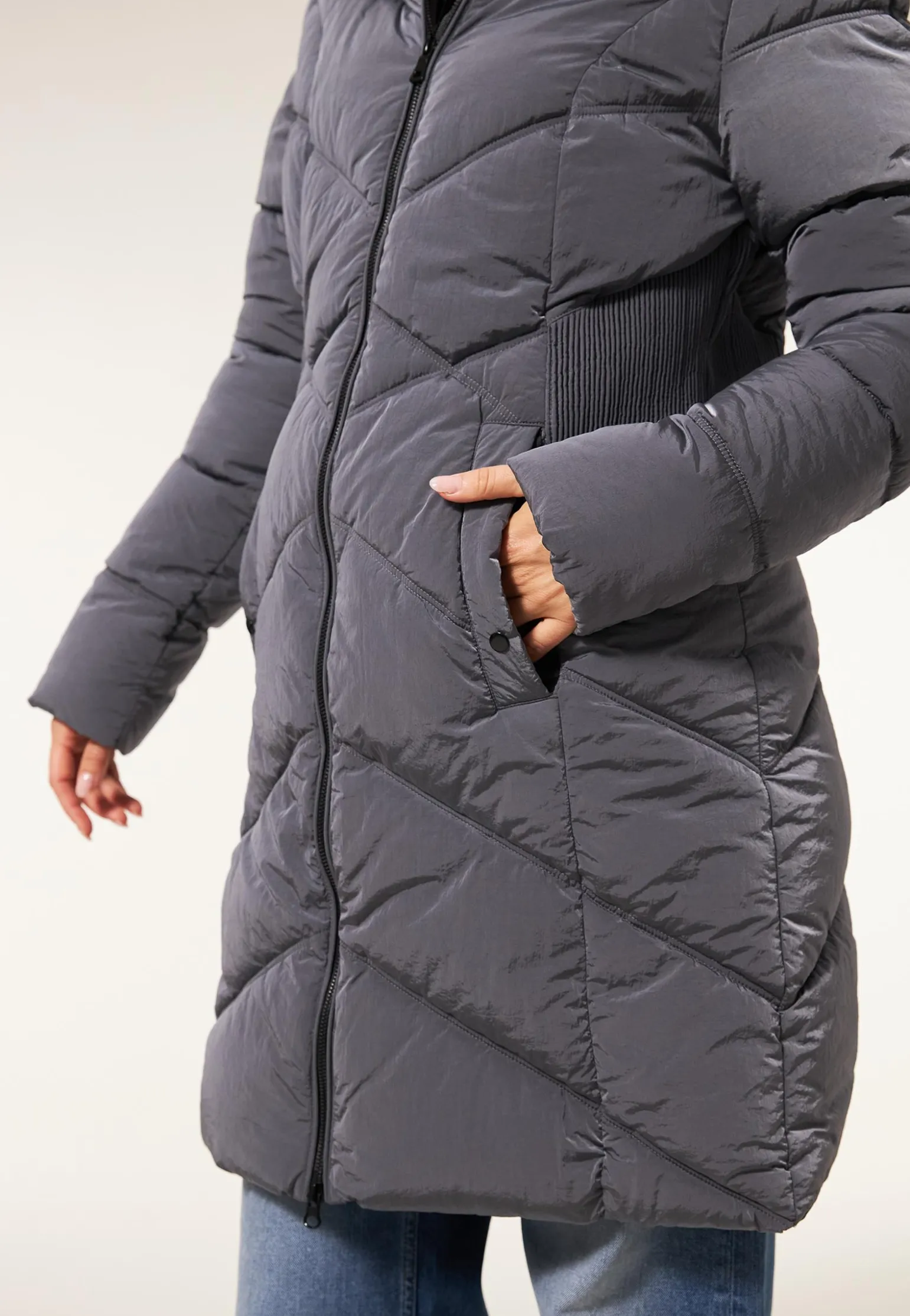 New Miss Etam Jas padded glans grijs Grey