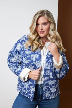 Outlet Miss Etam Jasje padded print blauw Multi stone blue