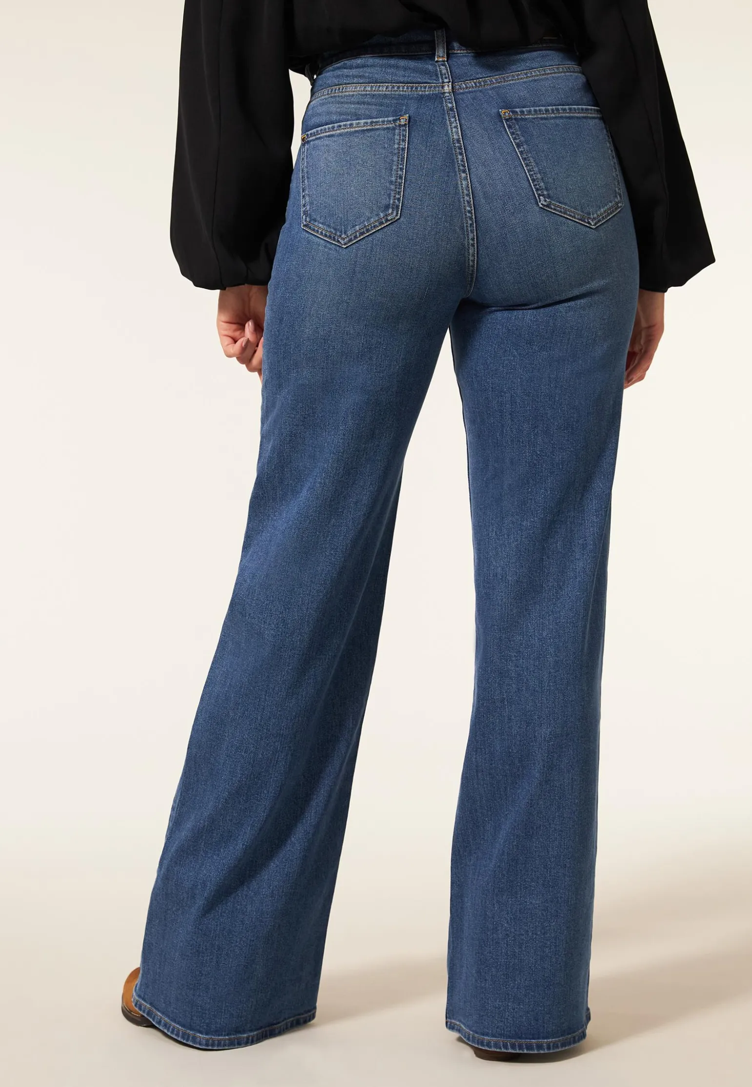 Online Miss Etam Jeans extra wide leg blauw 36" Medium denim