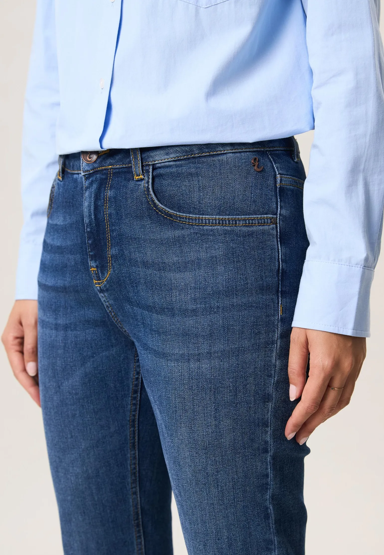 Hot Miss Etam Jeans flared leg blauw Medium denim
