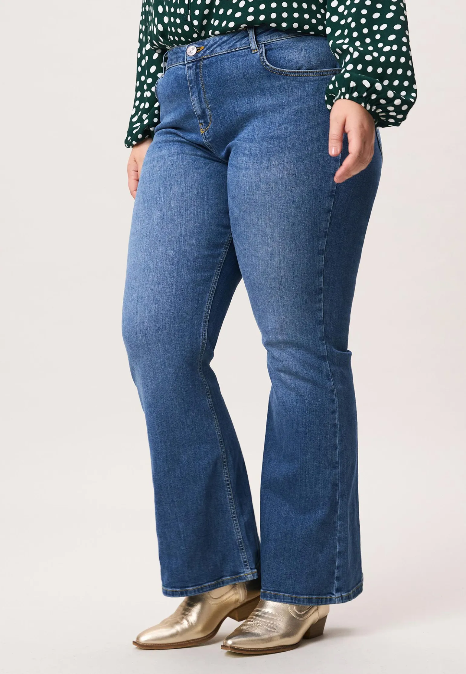 Best Miss Etam Jeans flared leg blauw 32" Medium denim