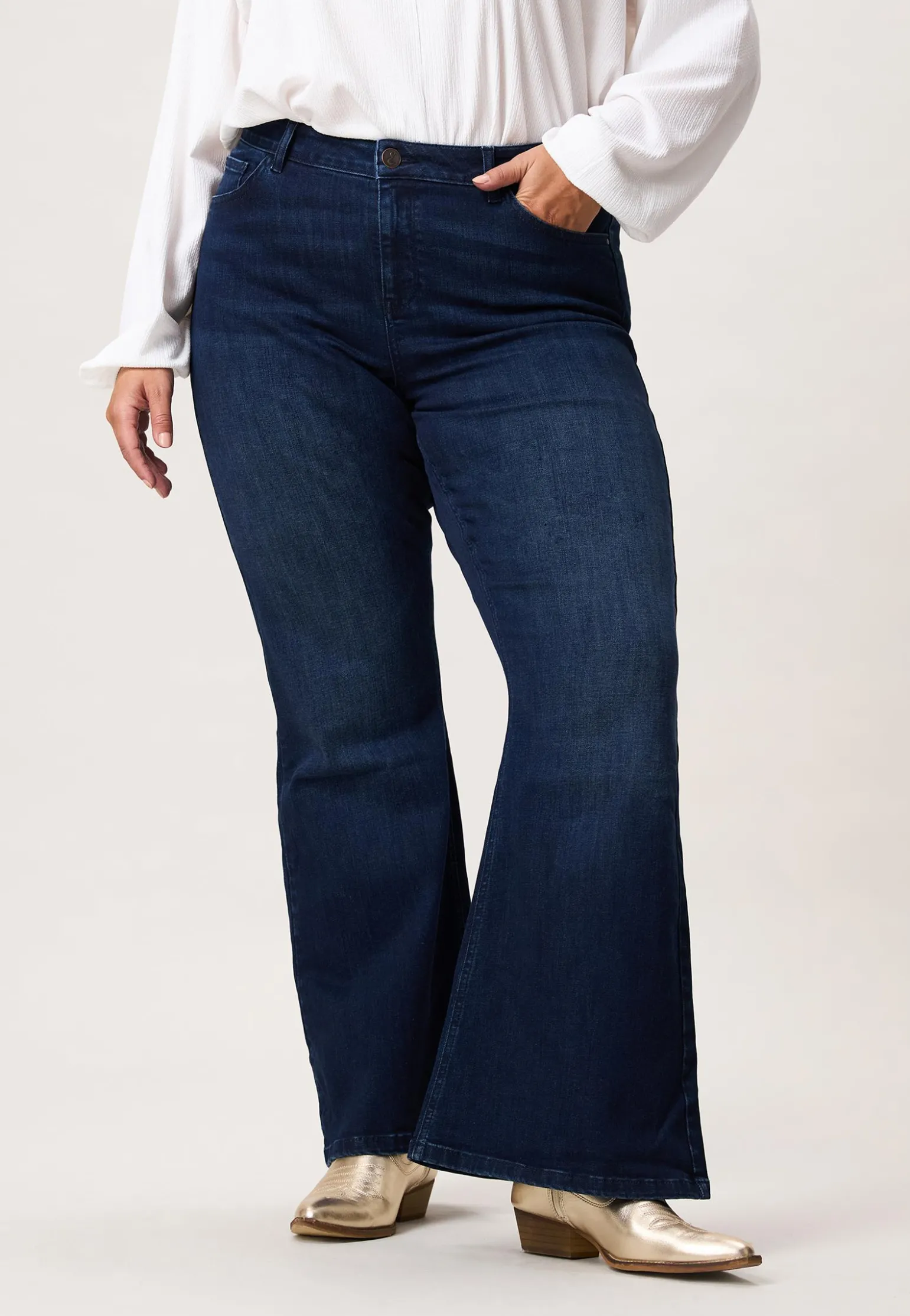 Clearance Miss Etam Jeans flared leg blauw 32" Dark denim