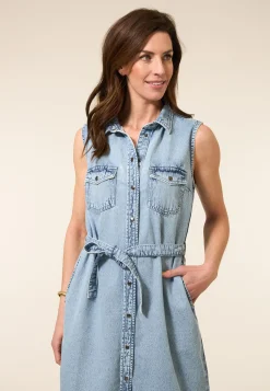 Hot Miss Etam Jurk denim mouwloos blauw Bleached