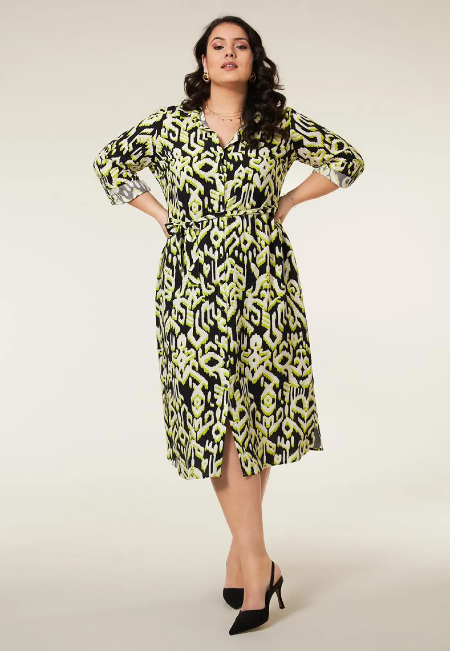 Online Miss Etam Jurk print groen Multi lime