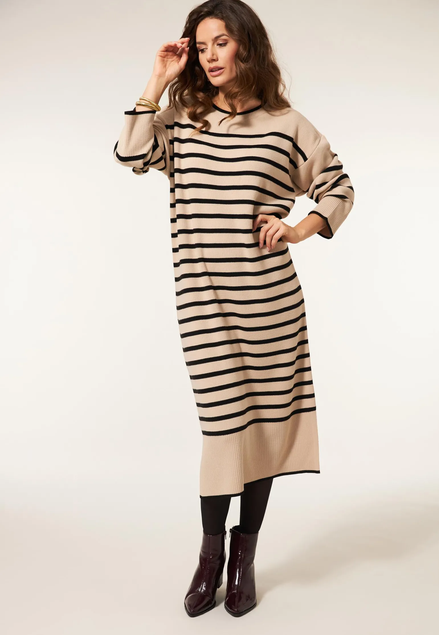 Clearance Miss Etam Jurk streep zwart Multi zwart