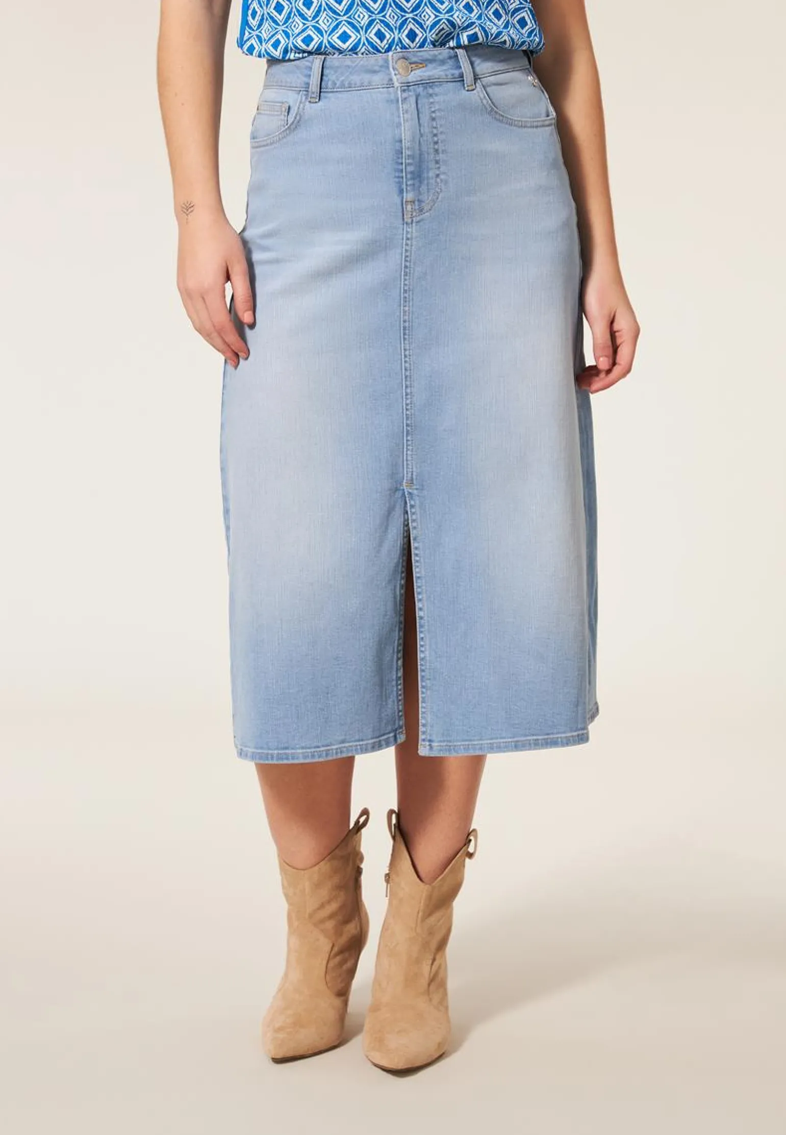 Online Miss Etam Rok denim blauw Bleached