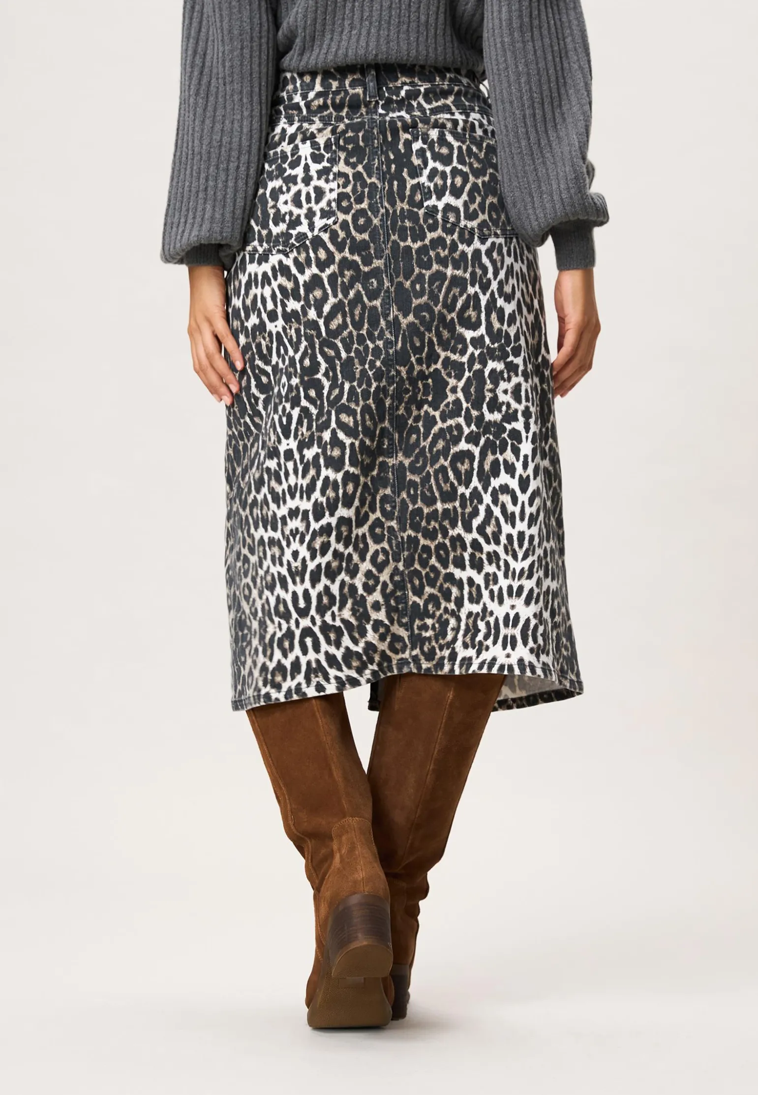 Outlet Miss Etam Rok denim print bruin Multi dark neutral