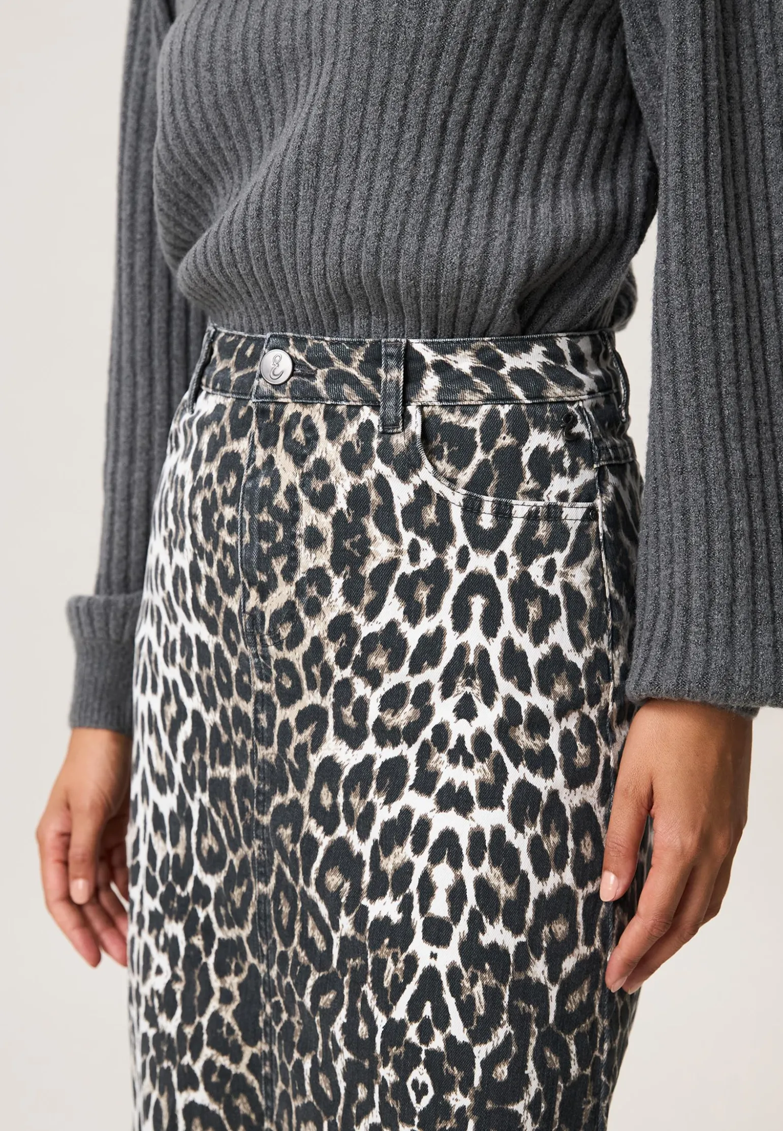 Outlet Miss Etam Rok denim print bruin Multi dark neutral