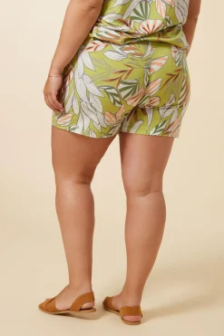Discount Miss Etam Short 'Sheila' print groen Multi dark lime