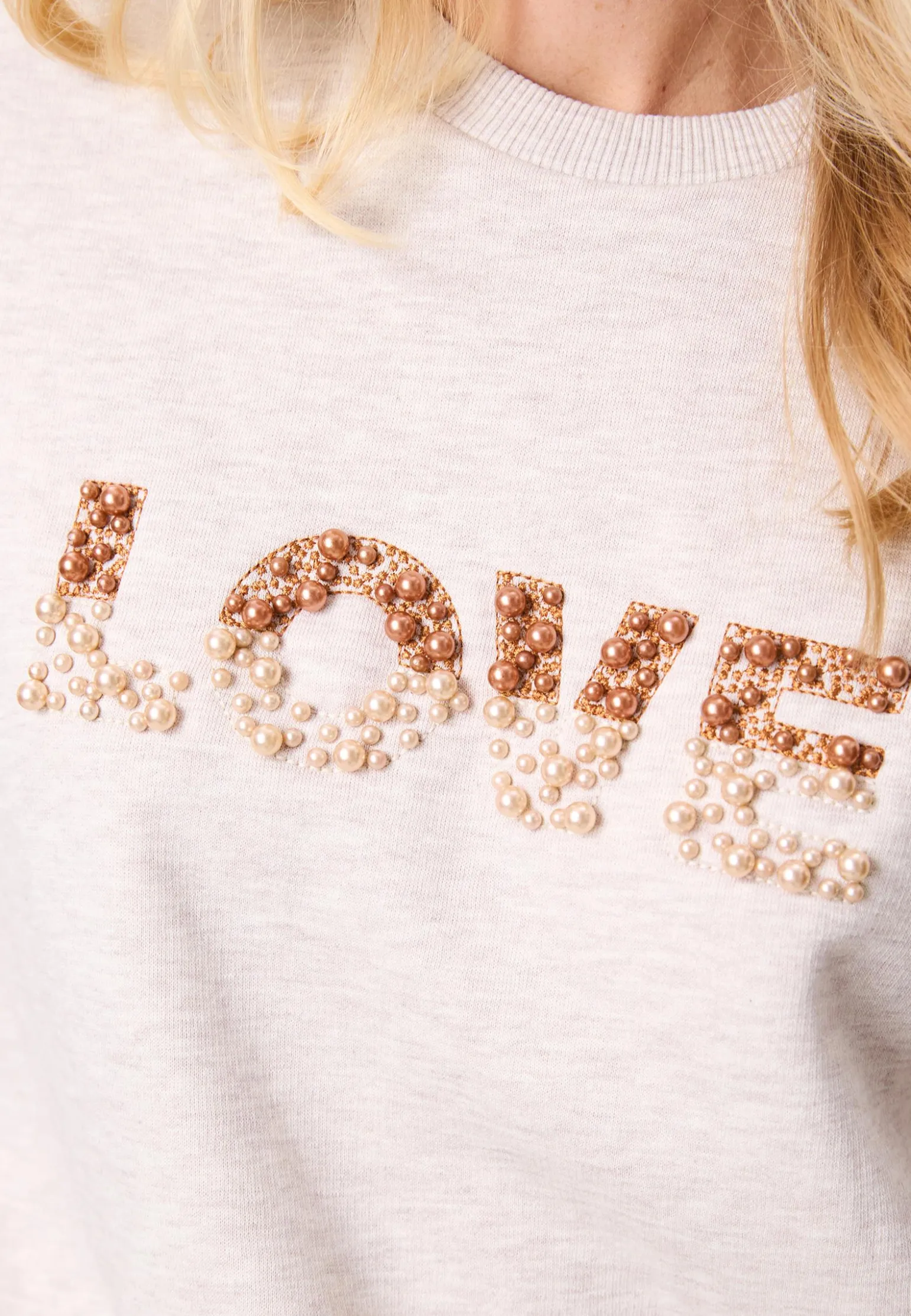 Online Miss Etam Sweater creme parel detail Light sand